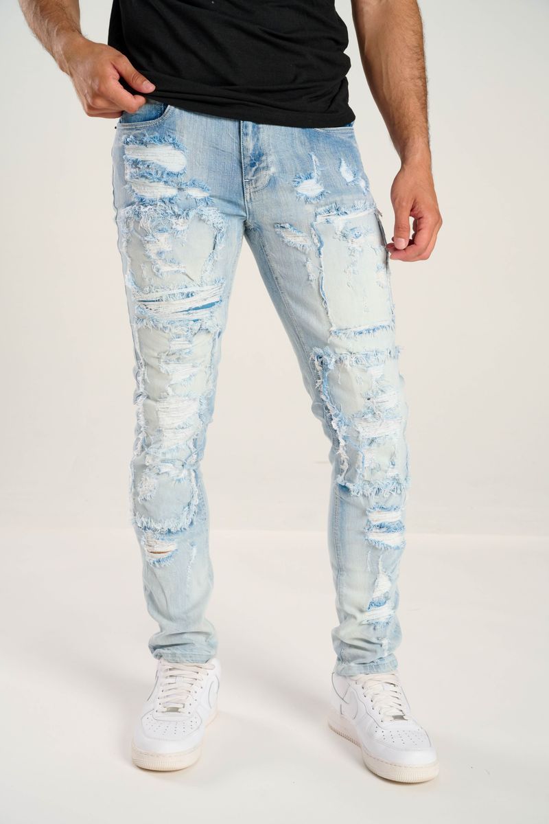 Taker Distressed Denim - Ice Blue