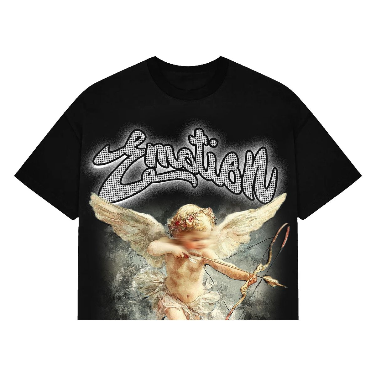 Angel Rhinestone Tee - Black