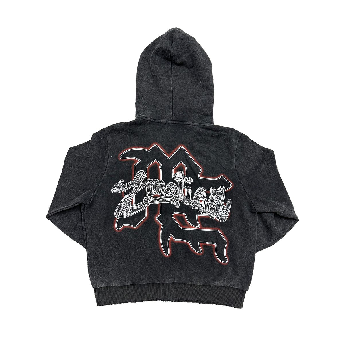 Black Rhinestone Zip Up