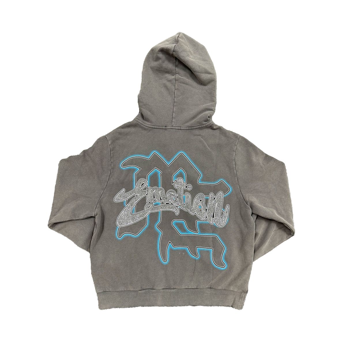 Grey Rhinestone Zip Up