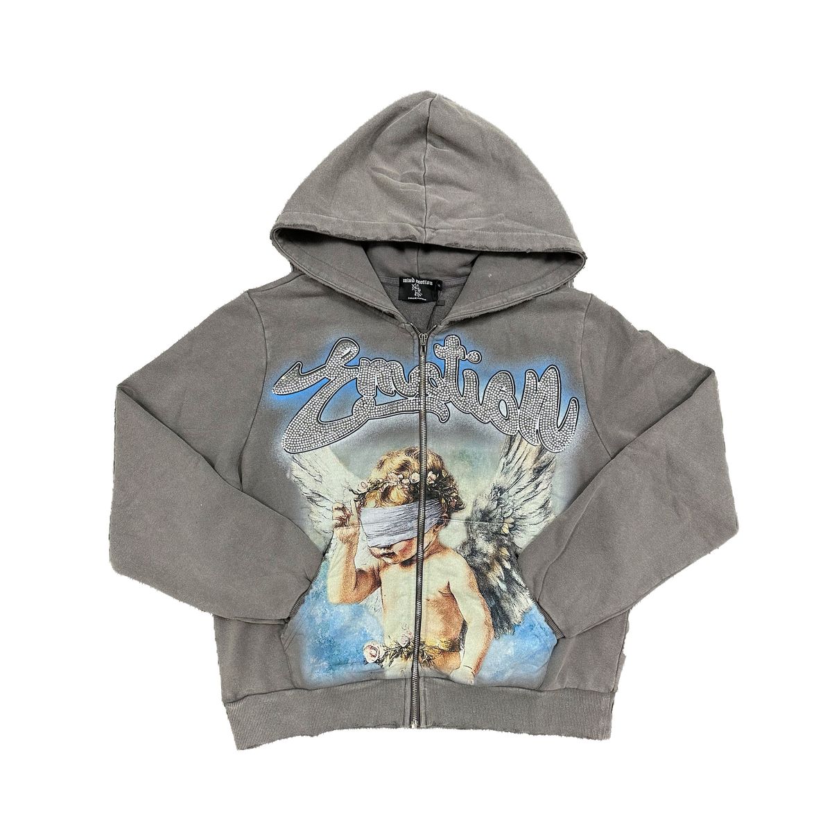 Grey Rhinestone Zip Up