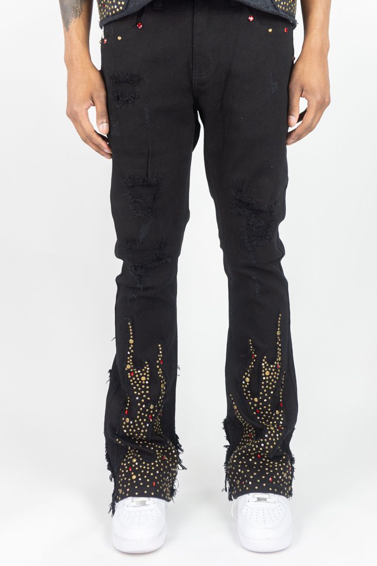 Fire Fest Stacked Denim - Black