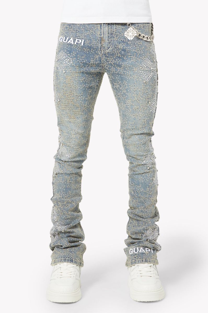 Vintage Blue Distressed Cross Denim