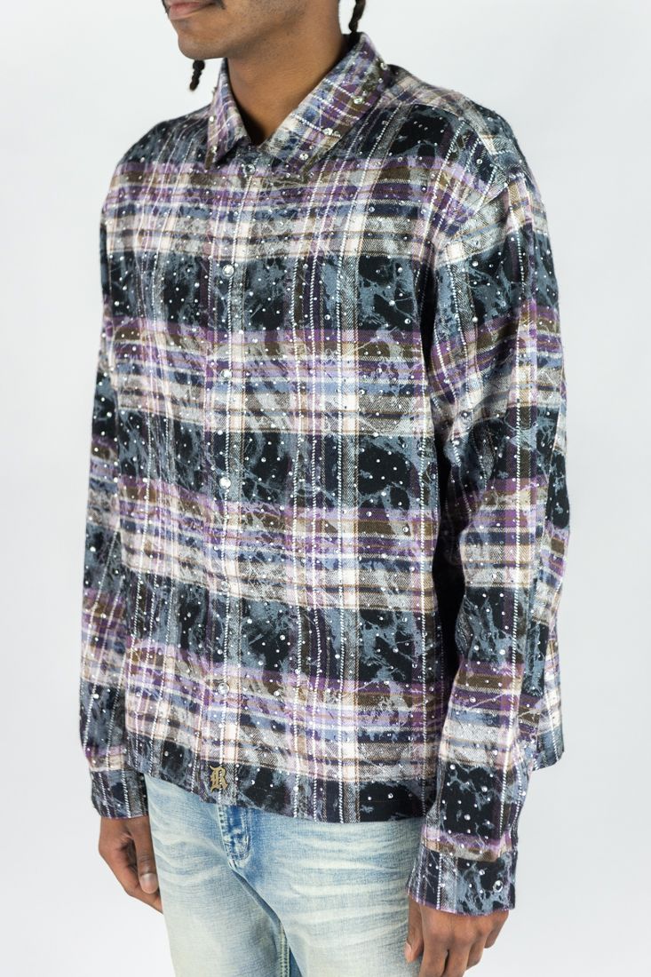 Rhinestone Flannel - Plum