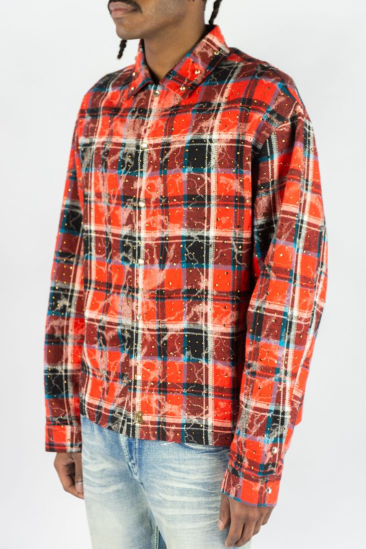 Rhinestone Flannel - Orange