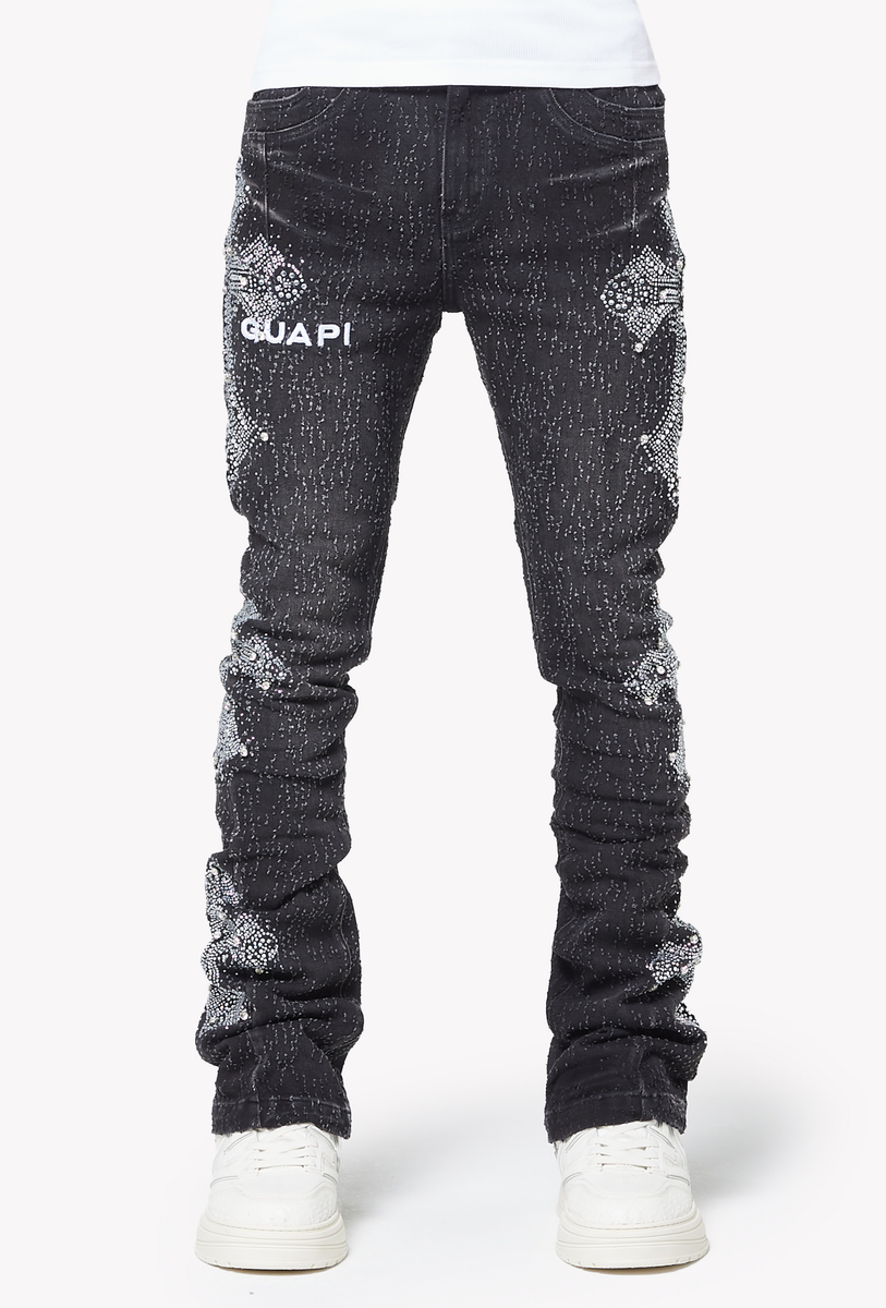 Black Vintage Distressed Cross Denim