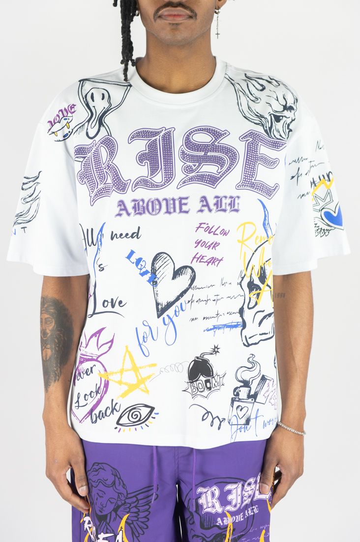 Rise Above All Tee - White/Purple