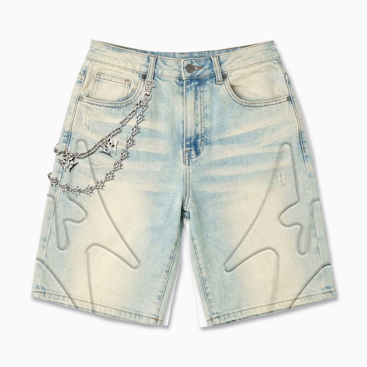 SHOGUN" EMBOSSED JORTS CREAM