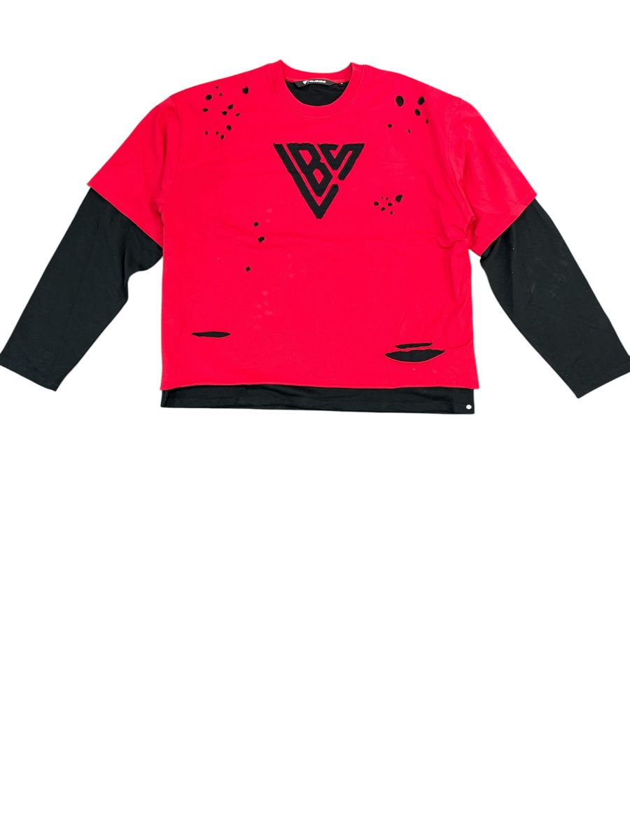 Distressed Red Long Sleeve