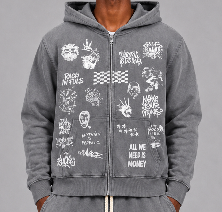 Stamped Hoodie - Grey