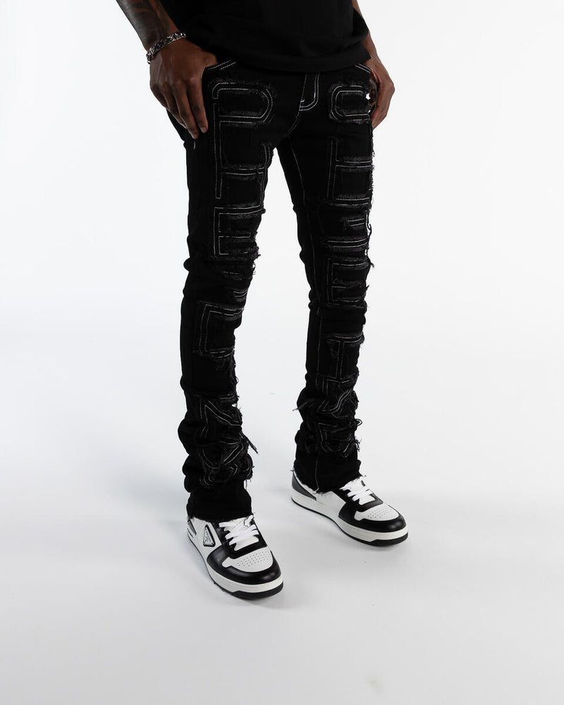 Inspired By - Flare Stacked Denim - Black