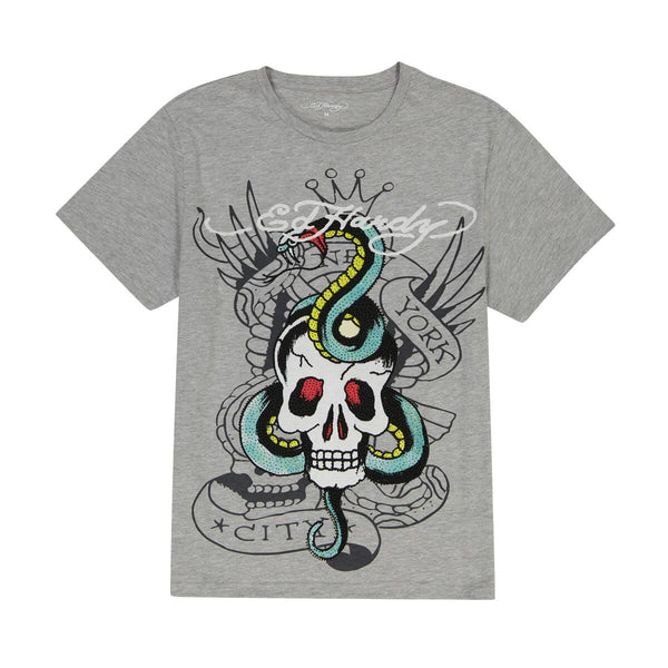 Rhinestone Skull Snake Tee