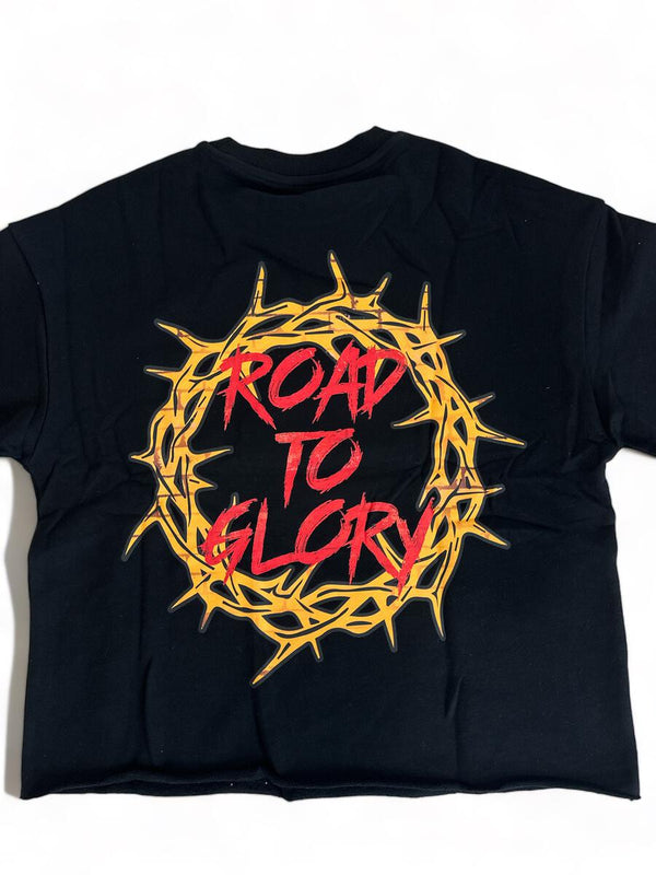 Road To Glory Crop Tee - Black