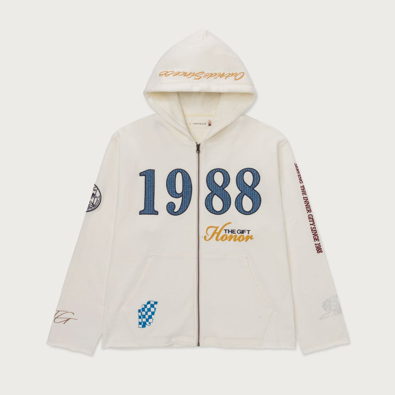 1988 Full Zip Hoodie - White