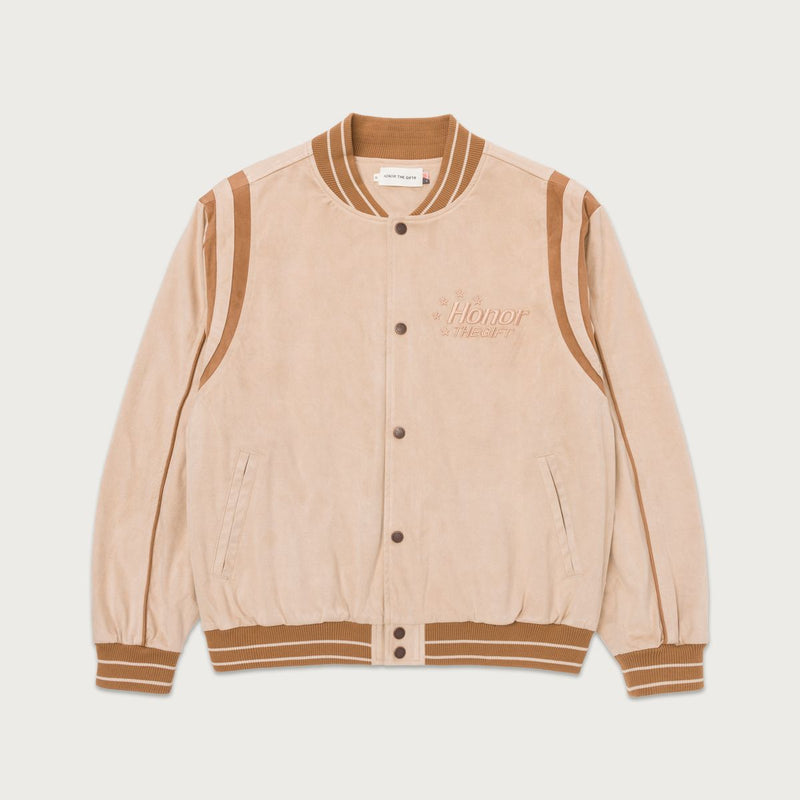 Oil Head Varsity Jacket - Tan