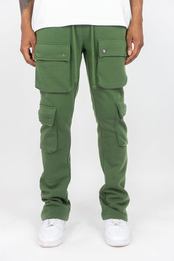 Stacked Cargo Joggers - Olive