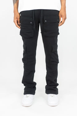 Stacked Cargo Joggers - Black