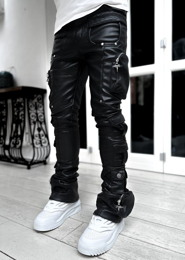 Obsidian Black Cargo Leather Stacks