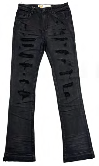 Black Bleach Stacked Denim