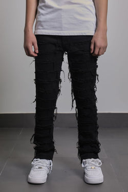 Kids Jawad Stacked Jeans - Jet Black