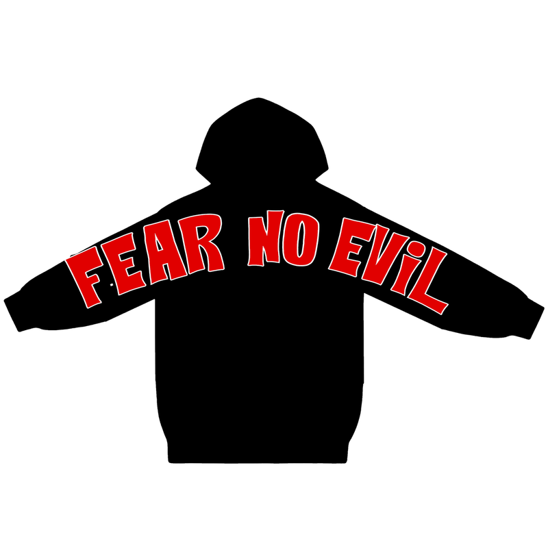 Fear No Evil Crop Hoodie - Blk/Red