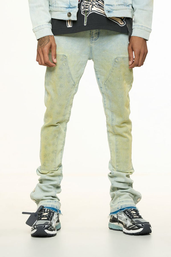 New Emotions Stacked Jeans - Light Sand