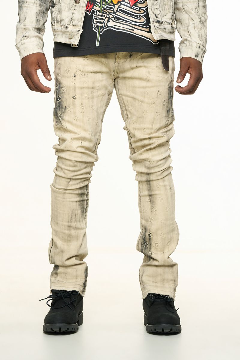 New Emotions Stacked Jean - Light Grey Black