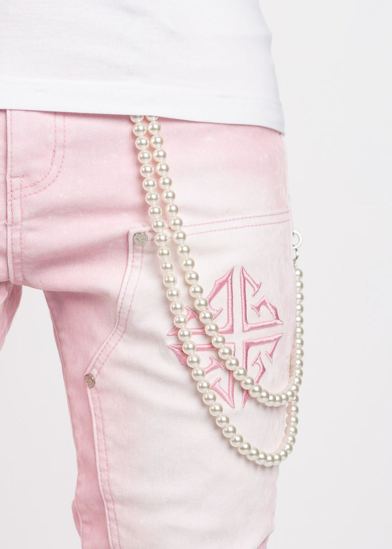 Velvet Pink Carpenter Stacked Denim