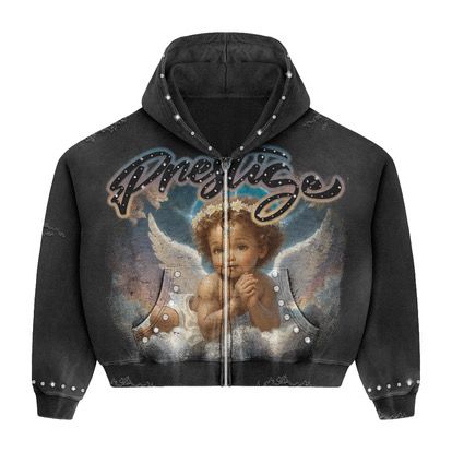 Angel Cropped Hoodie - Blk/Blue