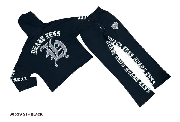Heartless Rhinestone Set - Black
