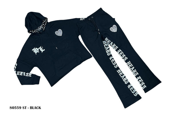 Heartless Rhinestone Set - Black