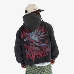 Brutal cropped hoodie red&blc