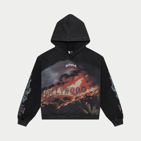 Hollywood Inferno Hoodie - Grey Wash