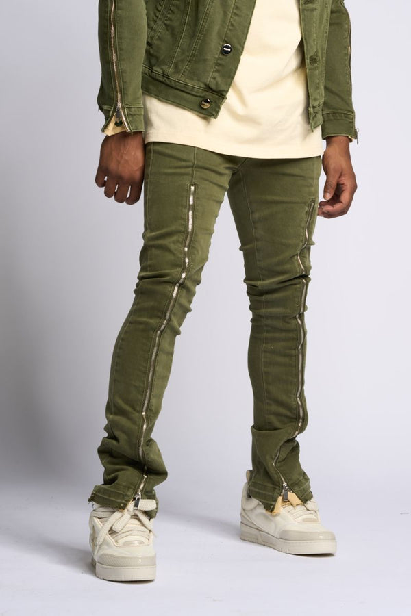 "WITHDRAWN" STACK DENIM green