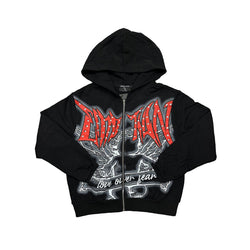 Black Graffiti Zip Up - Red