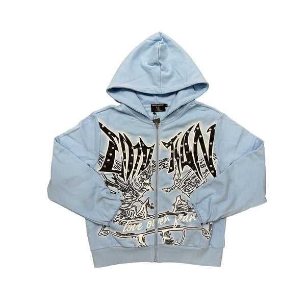 Graffiti Zip Hoodie - Blue