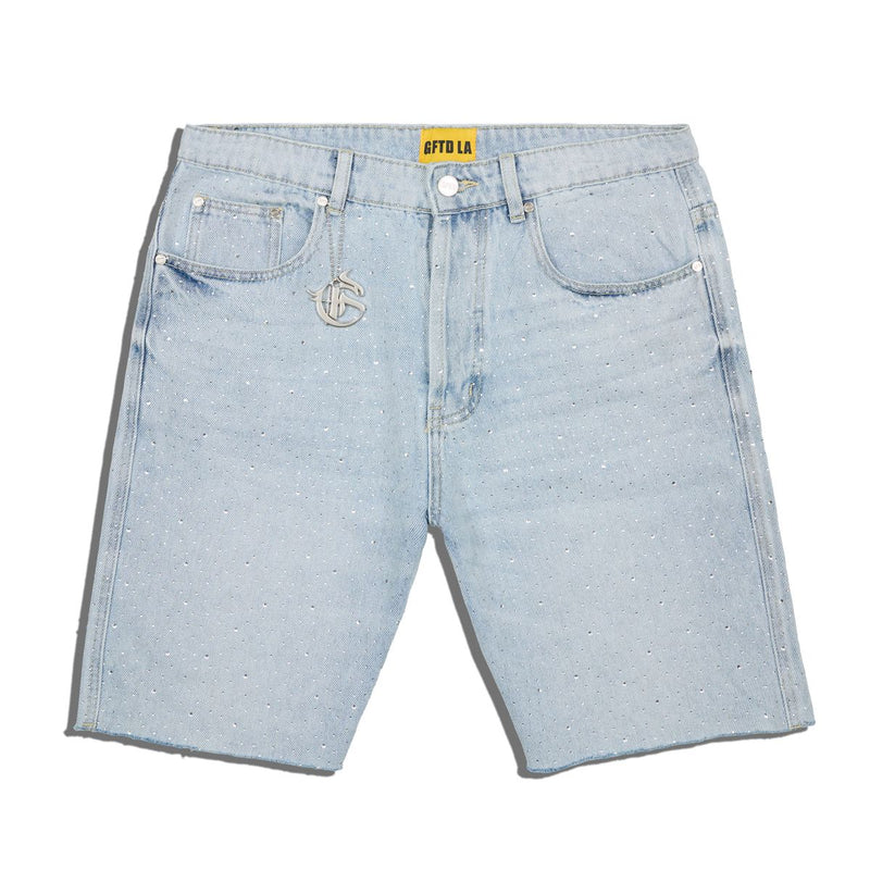 Rhinestone Jorts - Lt Blue