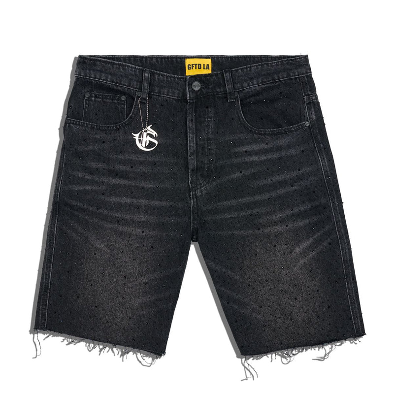 Rhinestone Jorts -  Black
