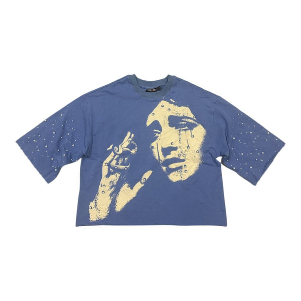 Pearls 1 Crop Tee - Blue