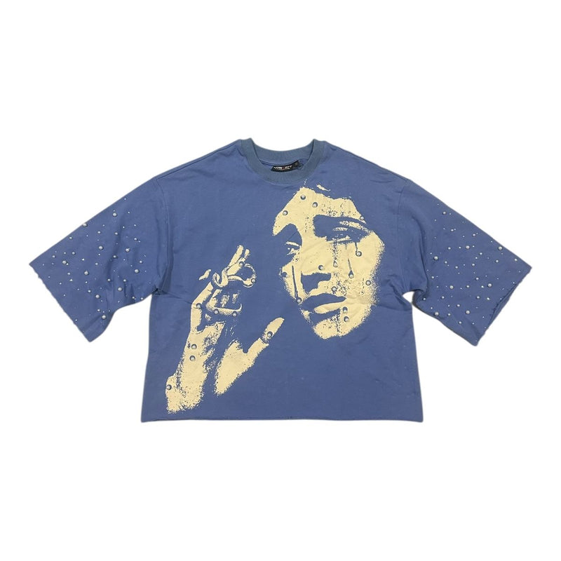Pearls 1 Crop Tee - Blue