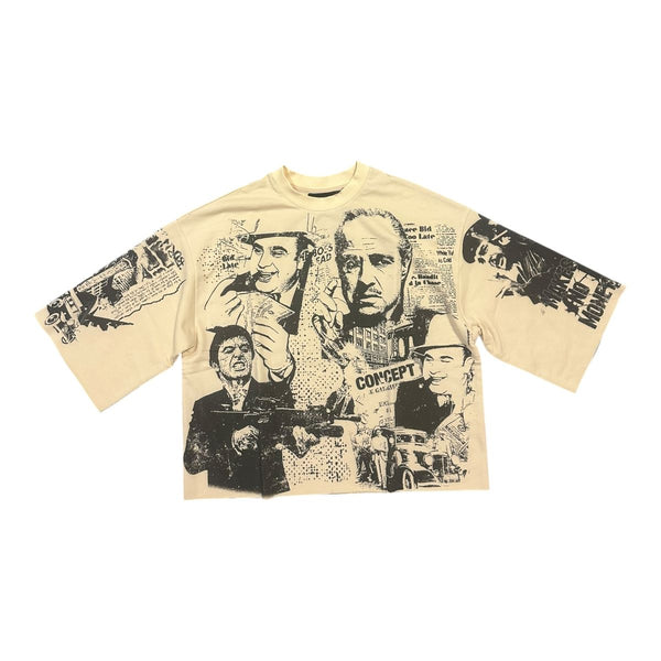 Scared $ Crop Tee - Tan