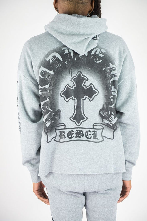 Rebel Cross Hoodie - Grey