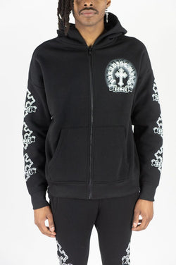 Rebel Cross Zip Up - Black