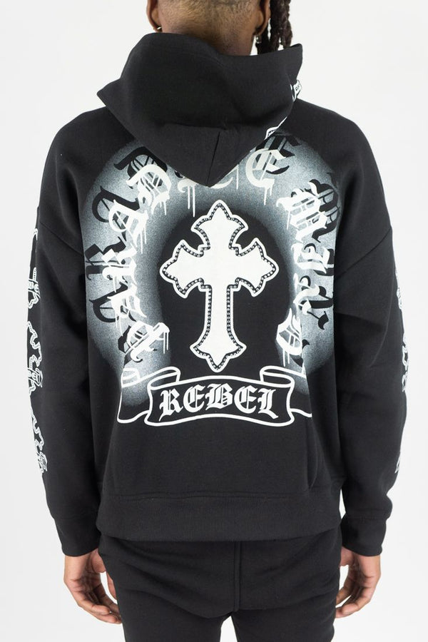 Rebel Cross Zip Up - Black