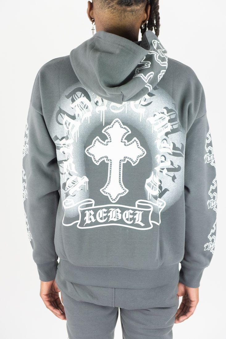 Rebel Cross Zip Up - Charcoal Grey