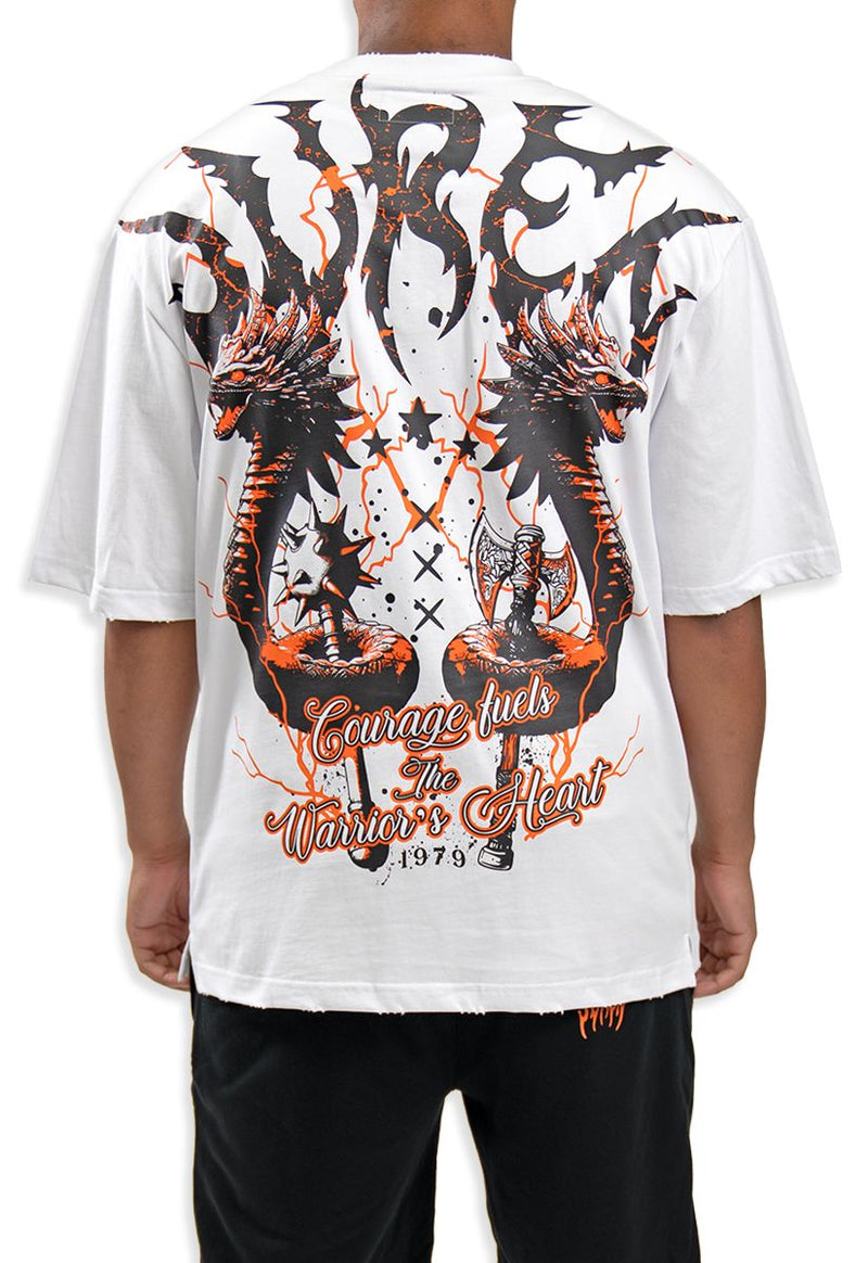 Warriors Heart Tee - White/Orange