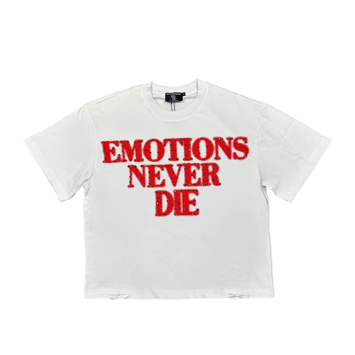 Red End Rhinestone Tee - White
