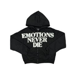 Black End Rhinestone Hoodie - Black