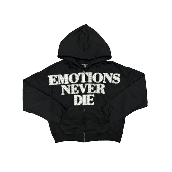 Black End Rhinestone Hoodie - Black