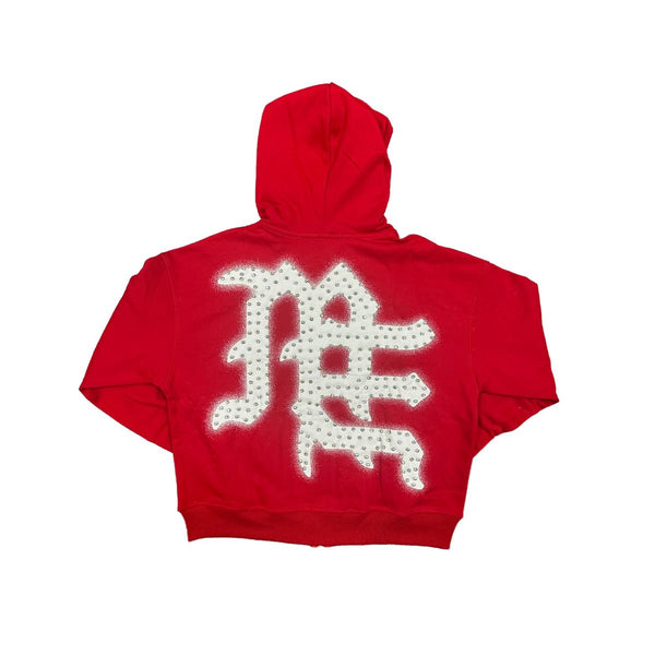 Red End Rhinestone Hoodie - Red
